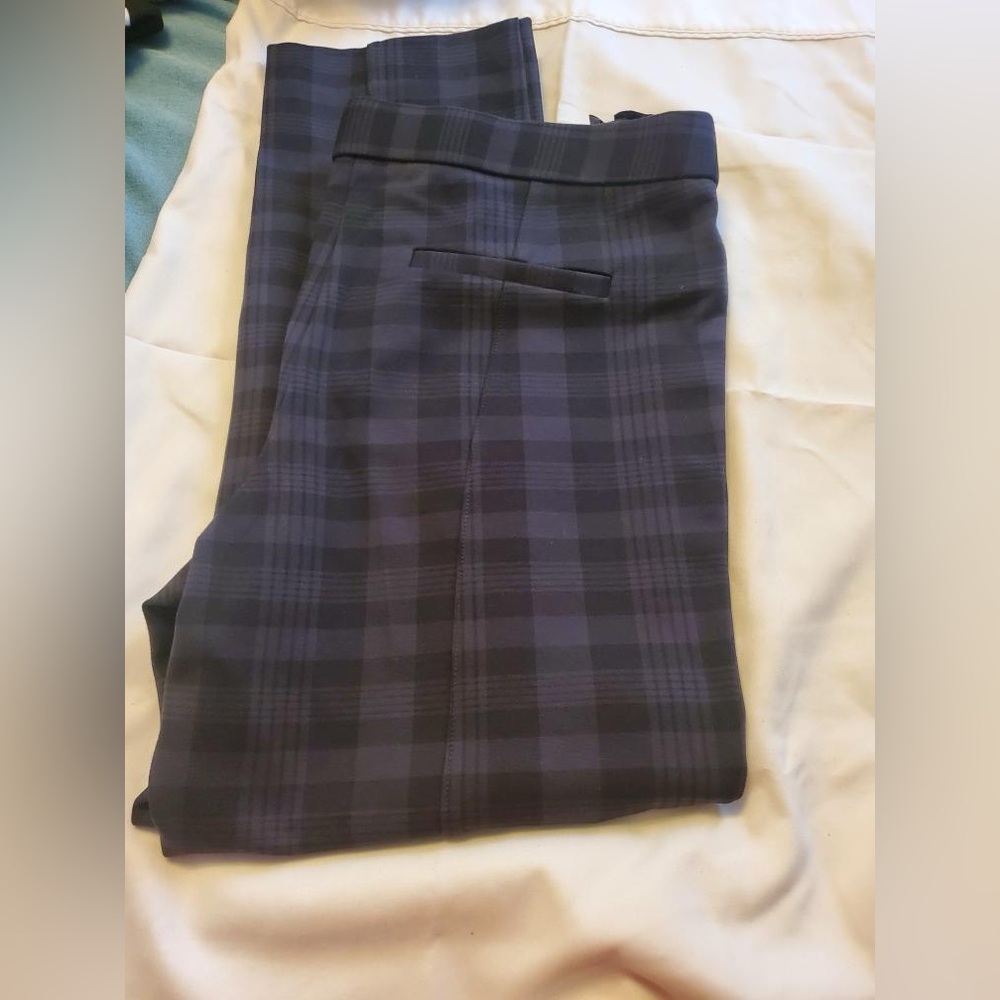 Excellent Condition Amanda + Chelsea blue gray plaid dress pants SIZE 12